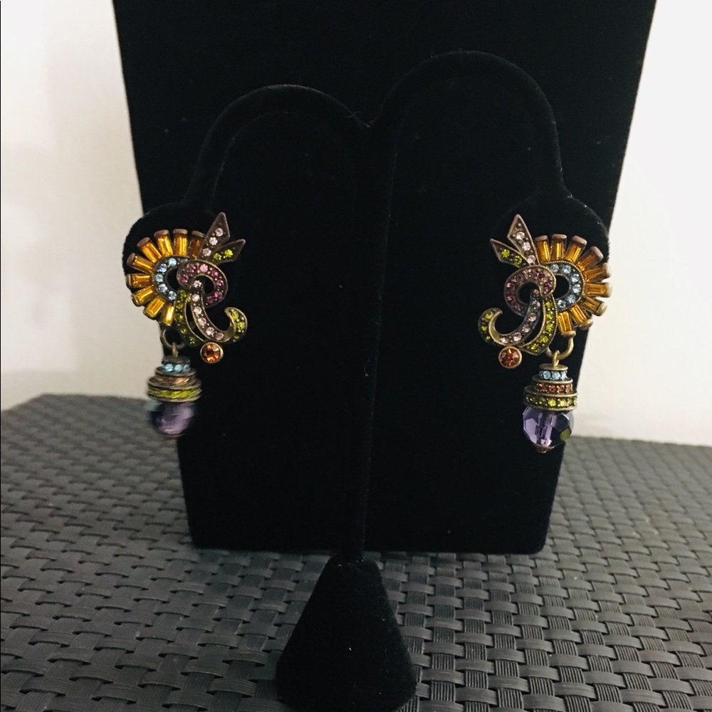 Heidi Daus Swarovski Facetted Amethyst Drop Pair